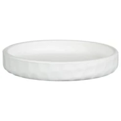 B&M White Ceramic Planter With Base Plate -Addis Homedecor Store 393651 white ceramic planter with base plate