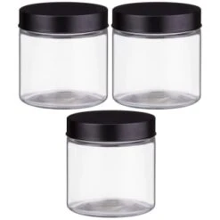 Set Of 3 Jars With Black Lids -Addis Homedecor Store 394387 set 3 jars with black lids 2