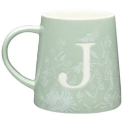 B&M Floral Alphabet Mug (Assorted) -Addis Homedecor Store 394397 floral alphabet mug green j