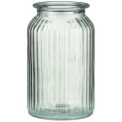 B&M Large Ribbed Glass Jar With Wooden Lid -Addis Homedecor Store 394426 ribbed glass jar with wooden lid large 3