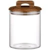 B&M Small Glass Jar With Acacia Wood Lid -Addis Homedecor Store 394439 small glass canister with acacia wood 2