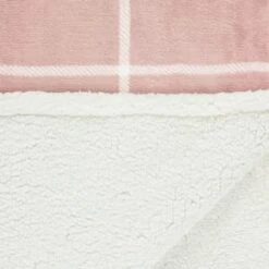 Winston Blush Sherpa Check Throw -Addis Homedecor Store 394980 winston check throw blush 2