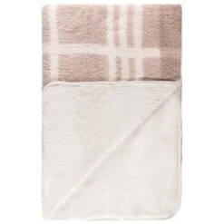 B&M Check Sherpa Throw - Natural -Addis Homedecor Store 394999 check sherpa throw natural 2