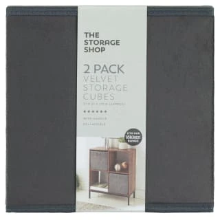 Lokken Velvet Storage Cubes 2pk - Grey 4 Lokken Velvet Storage Cubes 2pk - Grey - Image 2