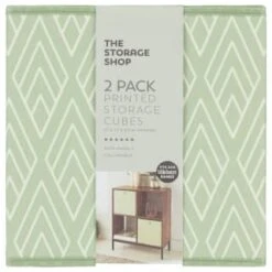Lokken Printed Storage Cubes 2pk - Sage Diamond -Addis Homedecor Store 395843 2pk printed lokken storage cubes sage diamond 2