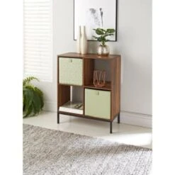 Lokken Printed Storage Cubes 2pk - Sage Diamond -Addis Homedecor Store 395843 2pk printed lokken storage cubes sage diamond