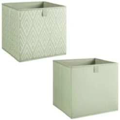Lokken Printed Storage Cubes 2pk - Sage Diamond -Addis Homedecor Store 395843 2pk printed lokken storage cubes sage diamond 3