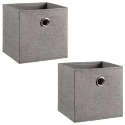 Lokken Linen Storage Cubes 2pk - Grey 8 Lokken Linen Storage Cubes 2pk - Grey -Addis Homedecor Store 395851 2pk linen lokken storage cubes grey 3