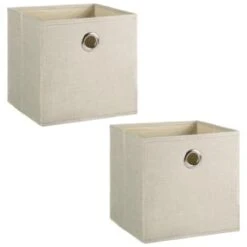 Lokken Linen Storage Cubes 2pk - Natural -Addis Homedecor Store 395852 2pk linen lokken storage cubes natural 3