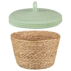 B&M Kendall Basket With Lid - Green -Addis Homedecor Store 395975 kendall basket with lid green