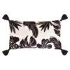 B&M Leaf Print Embroidered Lumbar Cushion With Tassels 1 B&M Leaf Print Embroidered Lumbar Cushion With Tassels -Addis Homedecor Store 396059 embroidered lumbar cushion with tassels leaf print