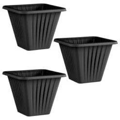 Square Planter 3pk - Black -Addis Homedecor Store 397062 3 pack square planters black group