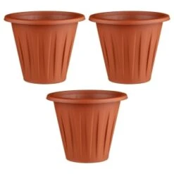 Terracotta Round Planters 3pk -Addis Homedecor Store 397064 3 pack terracotta round planters group