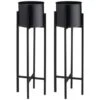 B&M Tall Round Planter 2pk - Black -Addis Homedecor Store 397834 2pk tall round planters
