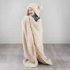 Simply Kids Hooded Sherpa Blanket - Natural -Addis Homedecor Store 400212 simply kids hooded sherpa blanket natural